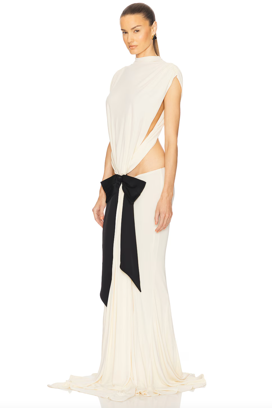 The Constantina Jersey Dress With Bow offers a sophisticated silhouette through its soft jersey fabric and strategic cut-outs at the back and waist, enhancing both style and fit. Its partial lining ensures comfort and ease of wear, while the satin bow detail provides an elegant accent. Designed for special occasions, this dress combines refined aesthetics with practical comfort for a polished, contemporary look.