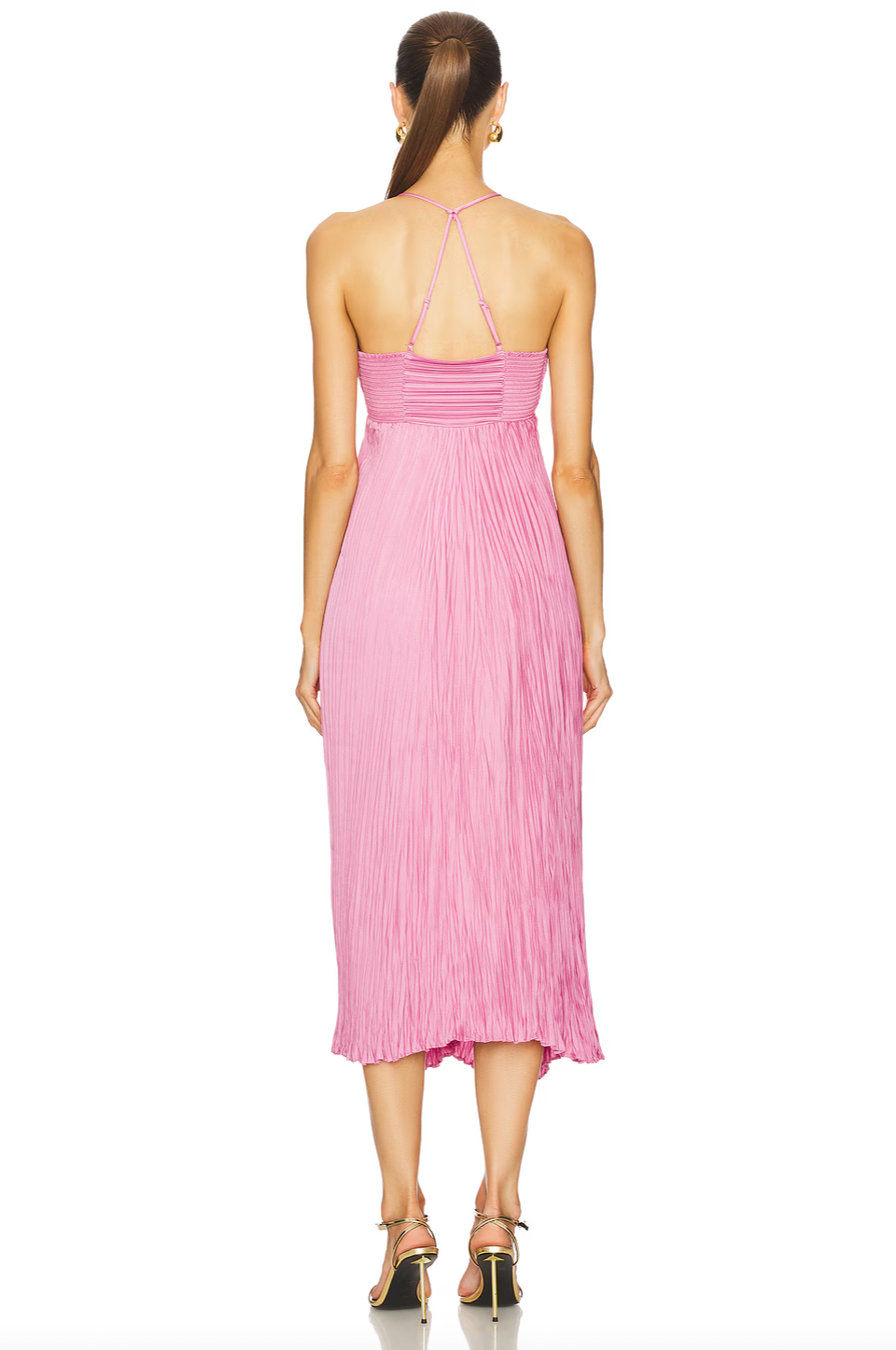 The Angelina Dress by A.L.C offers a refined silhouette crafted from sateen pliss fabric, featuring a delicate lettuce hem for subtle texture. Fully lined for comfort and coverage, it includes a hidden side zipper closure to maintain a sleek look. Smocked back panels provide flexibility and a tailored fit, complemented by adjustable shoulder straps to customize the wear. Ideal for those seeking an elegant and adaptable dress with expert construction details.