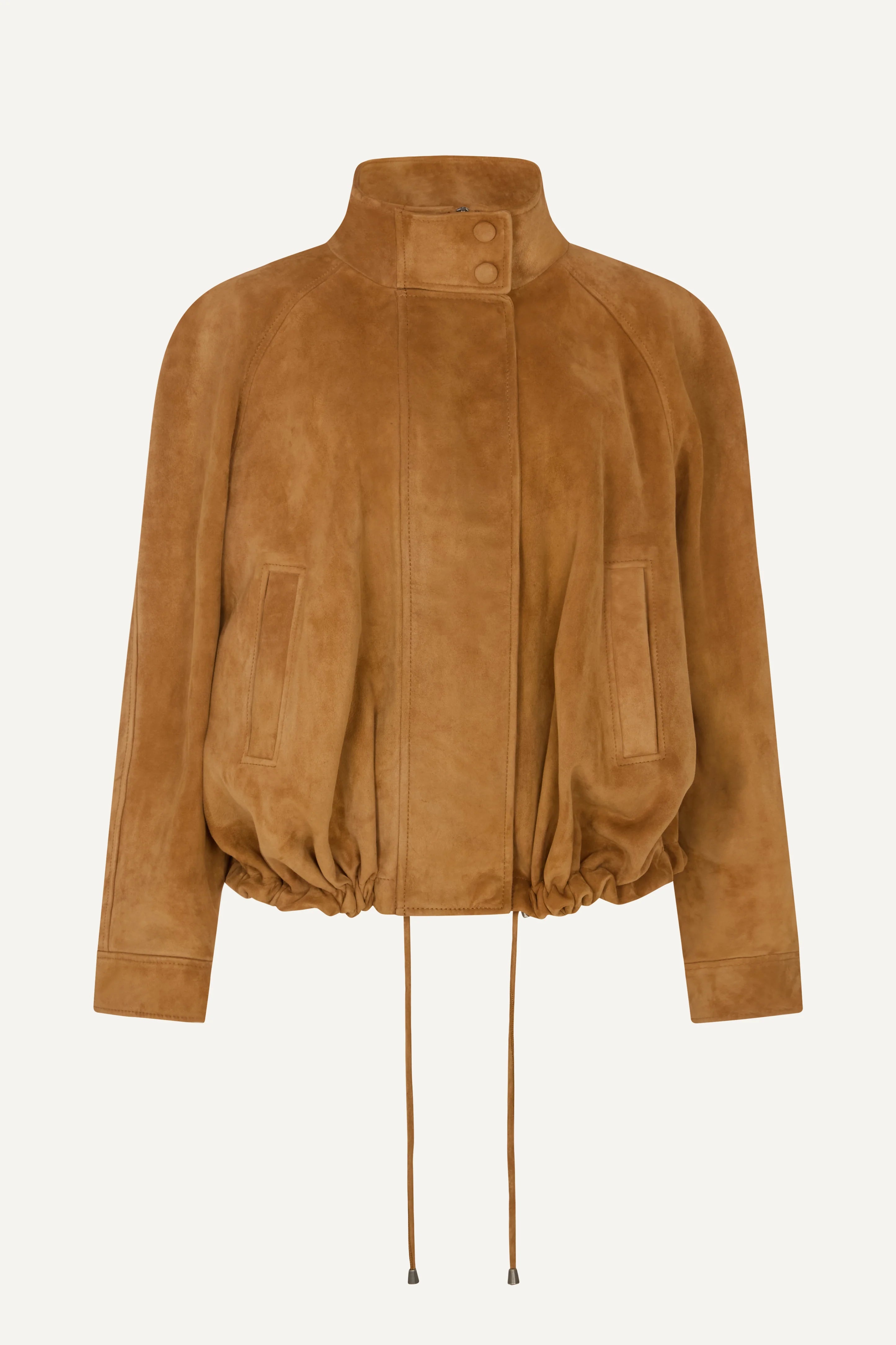 The Anastasia Suede Jacket by Ducie London offers a refined take on the classic aviator style, featuring a short stand collar that enhances its sleek profile. Its adjustable hem with drawstrings allows for a personalized fit, ensuring comfort and versatility. Crafted for enduring appeal, this jacket combines timeless design with functional details, making it a dependable choice for layering across seasons.