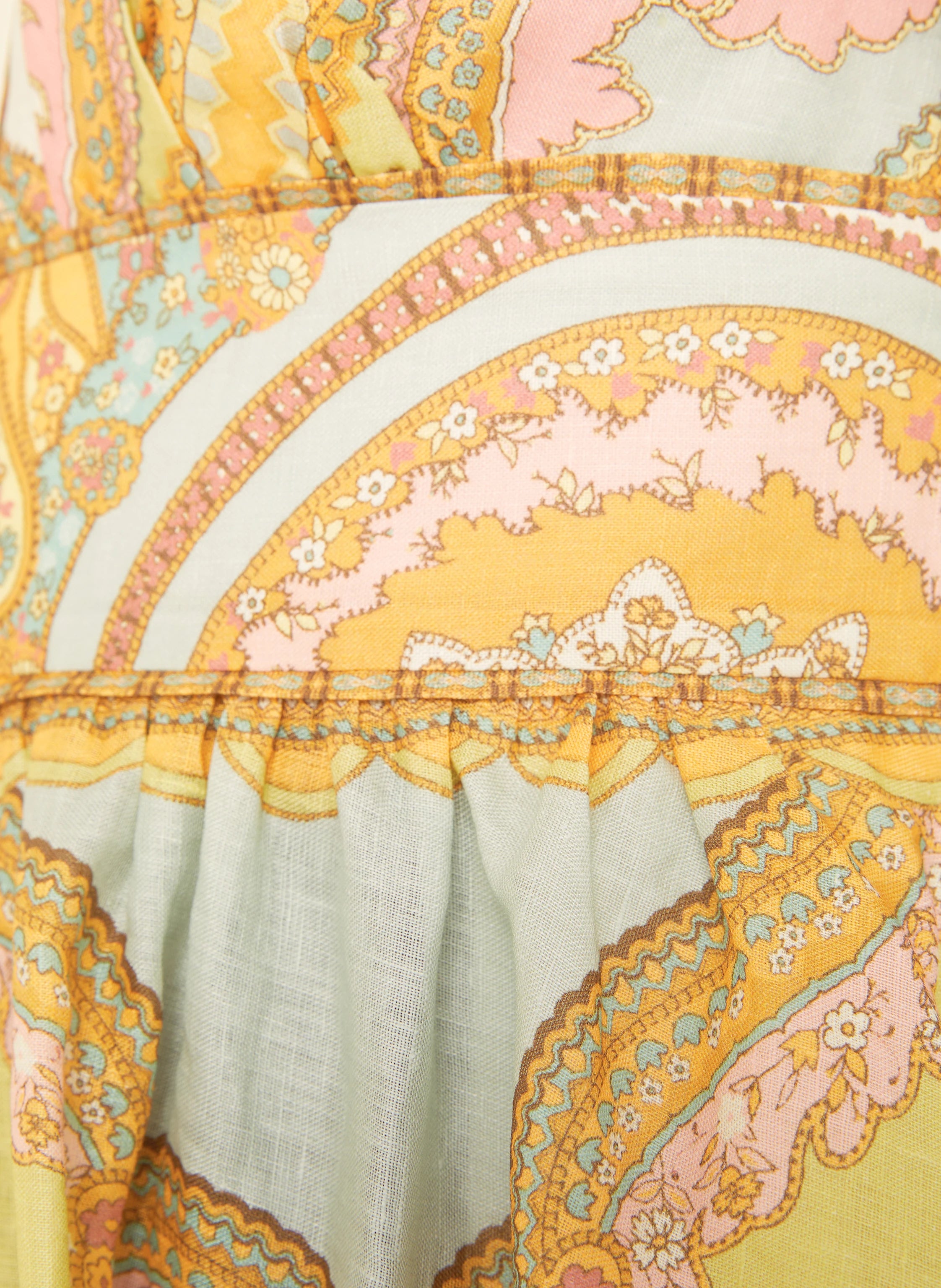 The Maxine Picnic Midi Dress by Zimmermann combines expert tailoring with breathable linen fabric for optimal comfort on warm days. Its boned bodice and smocked back provide a structured yet adaptable fit, while self-tie shoulder straps and a hidden back zipper maintain a sleek profile. Unlined for lightweight wear, this dress also includes practical side seam pockets, balancing functionality with refined style—ideal for sophisticated summer occasions.