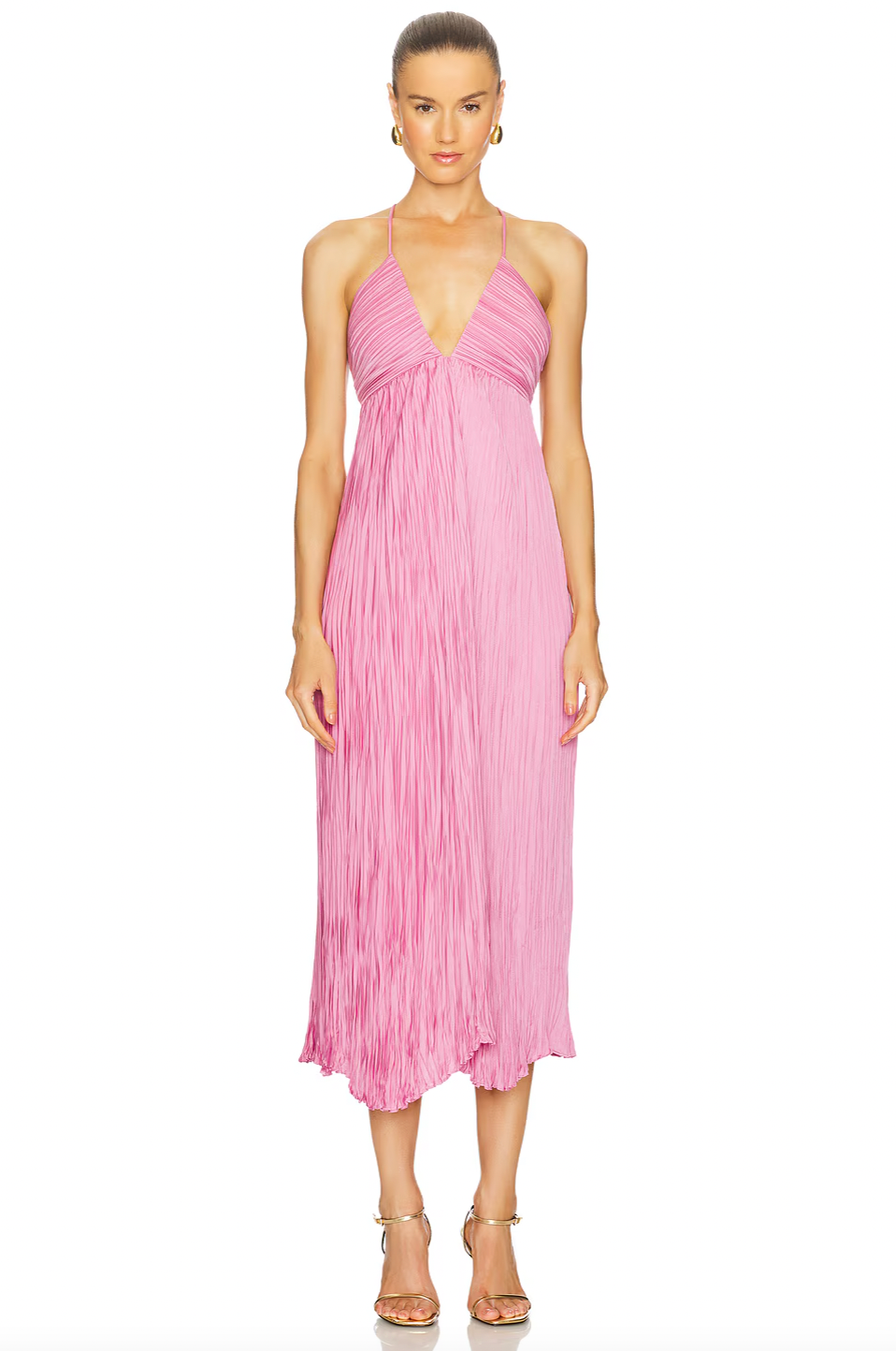 The Angelina Dress by A.L.C offers a refined silhouette crafted from sateen pliss fabric, featuring a delicate lettuce hem for subtle texture. Fully lined for comfort and coverage, it includes a hidden side zipper closure to maintain a sleek look. Smocked back panels provide flexibility and a tailored fit, complemented by adjustable shoulder straps to customize the wear. Ideal for those seeking an elegant and adaptable dress with expert construction details.