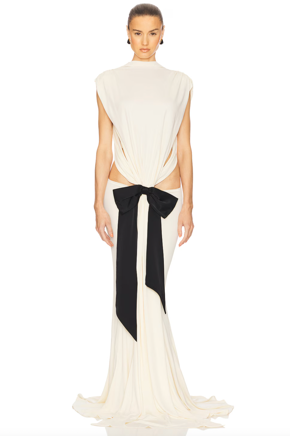 The Constantina Jersey Dress With Bow offers a sophisticated silhouette through its soft jersey fabric and strategic cut-outs at the back and waist, enhancing both style and fit. Its partial lining ensures comfort and ease of wear, while the satin bow detail provides an elegant accent. Designed for special occasions, this dress combines refined aesthetics with practical comfort for a polished, contemporary look.