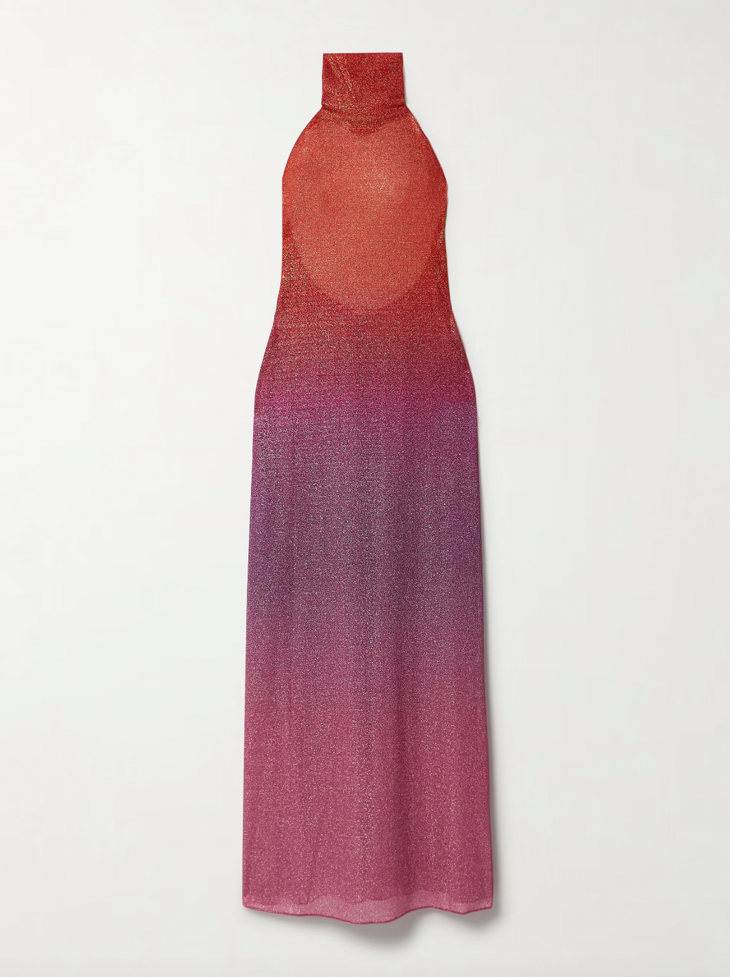Experience elegance and modern sophistication with the OSÉREE Lumière Ombrè Metallic Stretch-Knit Halterneck Maxi Dress. Crafted from shimmering metallic stretch-knit fabric, this dress offers both comfort and a flattering fit that contours your silhouette. The ombrè effect adds depth and visual interest, while the halterneck design highlights the shoulders for a graceful, refined look. 