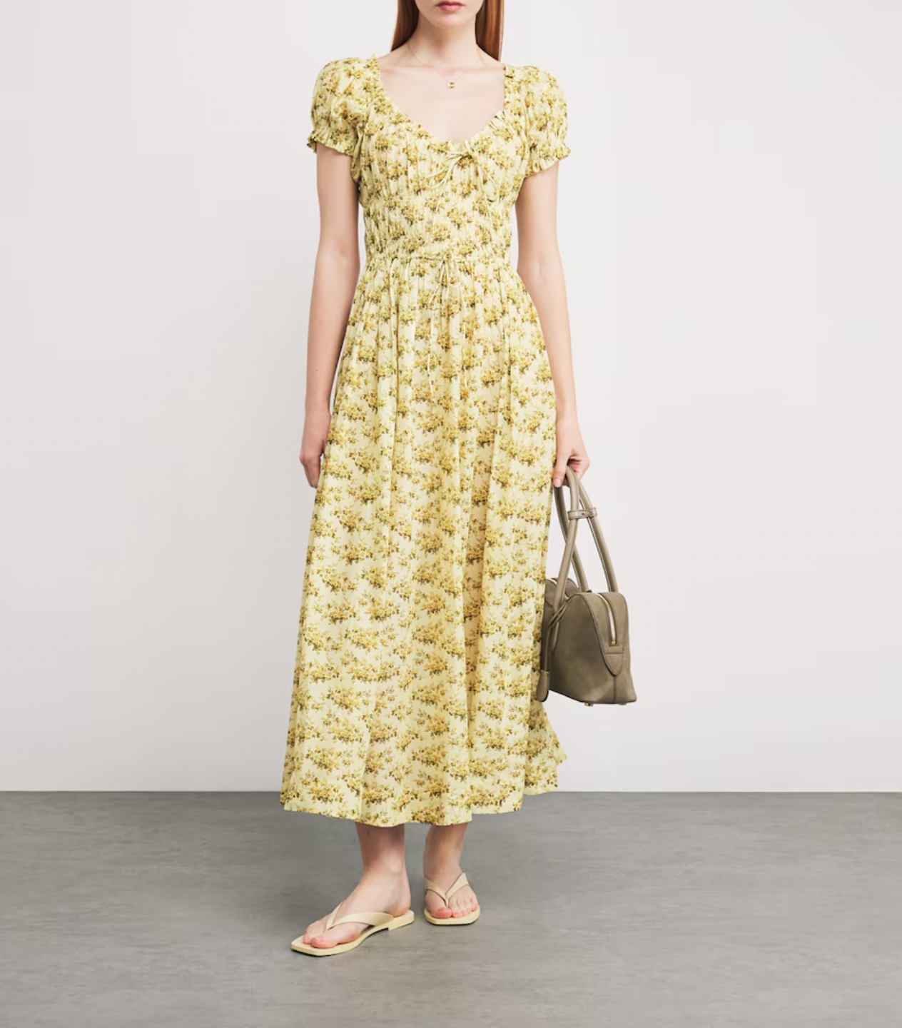 The Ashlynn Maxi Dress by DÔEN combines timeless elegance with practical design through its adjustable tie waist, enhancing comfort and fit. This dress exemplifies that ethos with its Victorian-inspired floral print and delicate puffed sleeves. This maxi silhouette delivers a refined yet effortlessly graceful look, perfect for those who appreciate thoughtful craftsmanship and poetic style.