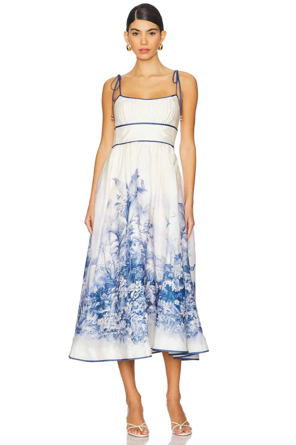 The Wylie Picnic Dress by Zimmermann features a lightweight, non-stretch linen weave ideal for breathable comfort. Its smocked elastic back panel ensures a tailored fit while maintaining ease of movement. Designed with a scoop neck for a classic silhouette, it secures discreetly with a hook-and-eye closure and hidden zip at the back. Practical on-seam side pockets add functionality without compromising style, making it a refined choice for warm-weather occasions.