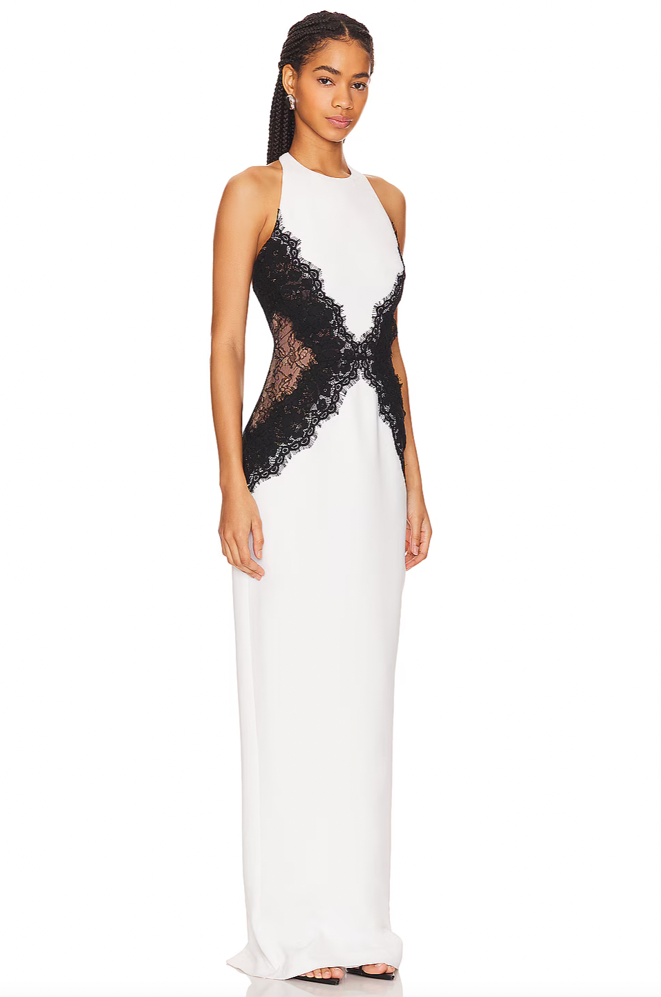 Rasario’s Crepe and Lace Maxi Dress expertly combines elegance and femininity for special occasions. Crafted from soft crepe, the dress gracefully contours your silhouette, while delicate lace trims on the bodice add refined detail. A striking low back design enhances its romantic appeal, making it an ideal choice for sophisticated events.