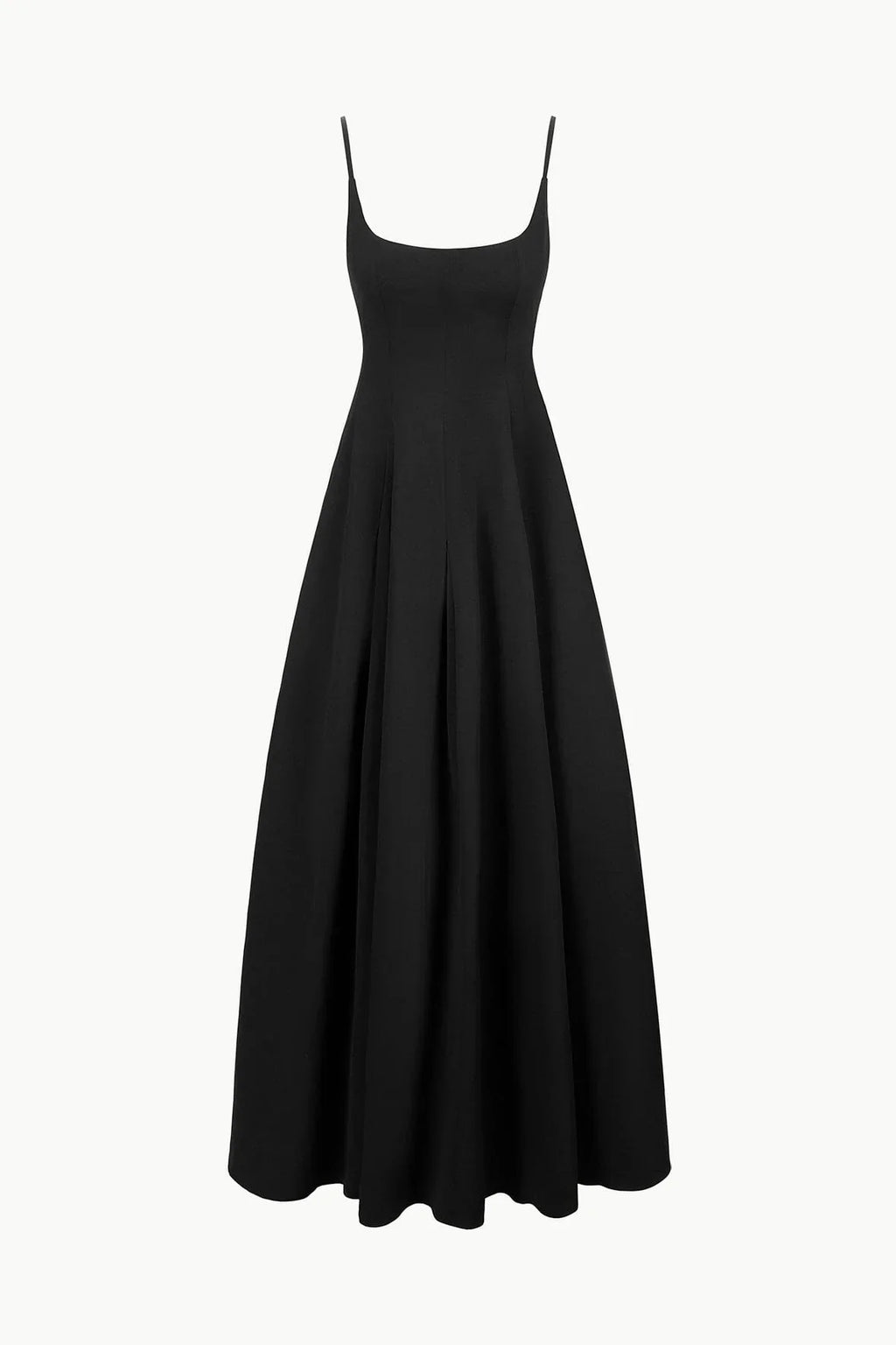 The Joy Maxi Dress by Staud offers a tailored bodice that effortlessly transitions into a flowing A-line skirt, creating a flattering silhouette. Designed with practicality in mind, it includes discreet side pockets and a concealed back zipper for a seamless finish. Ideal for those seeking elegance combined with subtle functionality.