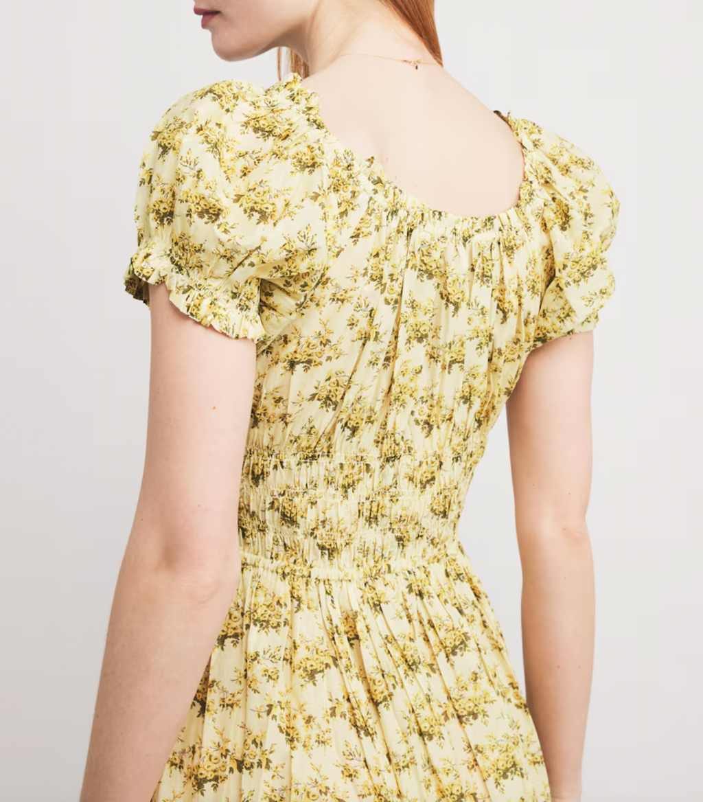 The Ashlynn Maxi Dress by DÔEN combines timeless elegance with practical design through its adjustable tie waist, enhancing comfort and fit. This dress exemplifies that ethos with its Victorian-inspired floral print and delicate puffed sleeves. This maxi silhouette delivers a refined yet effortlessly graceful look, perfect for those who appreciate thoughtful craftsmanship and poetic style.