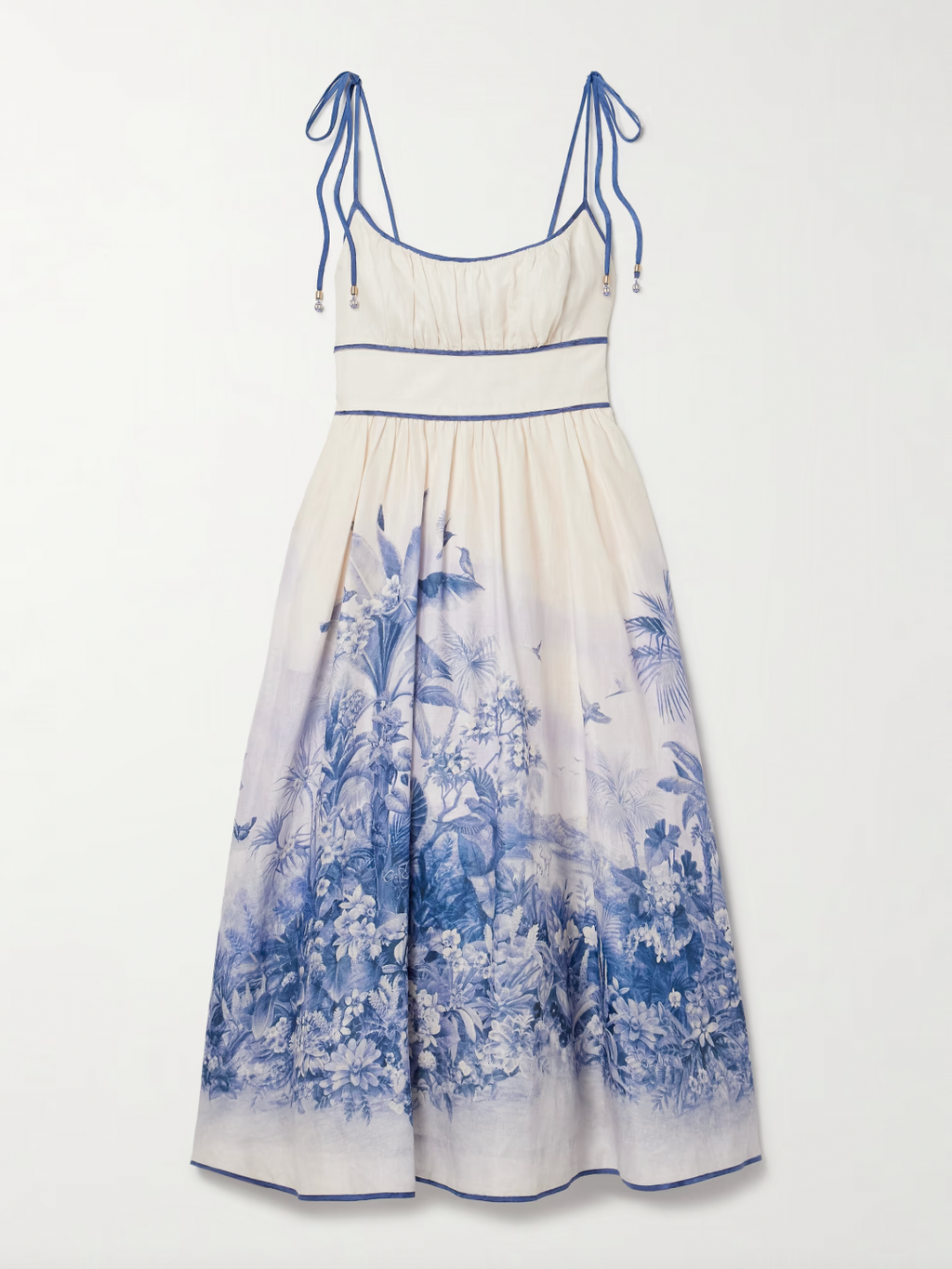 The Wylie Picnic Dress by Zimmermann features a lightweight, non-stretch linen weave ideal for breathable comfort. Its smocked elastic back panel ensures a tailored fit while maintaining ease of movement. Designed with a scoop neck for a classic silhouette, it secures discreetly with a hook-and-eye closure and hidden zip at the back. Practical on-seam side pockets add functionality without compromising style, making it a refined choice for warm-weather occasions.