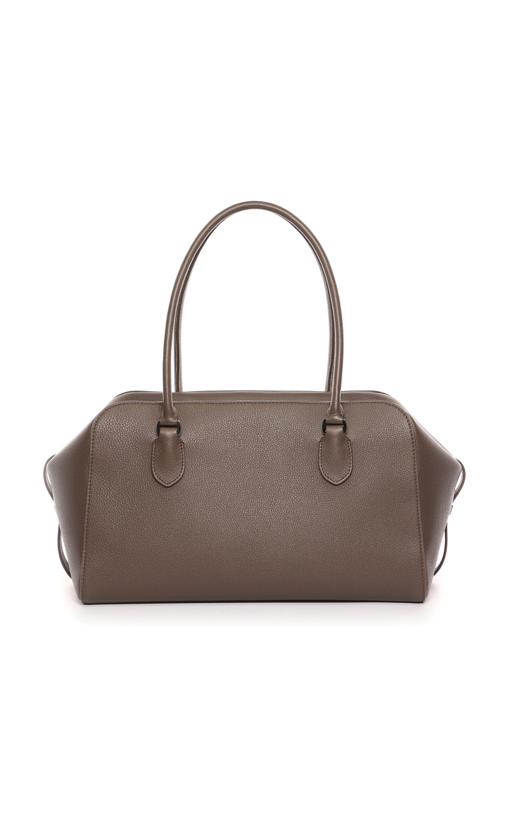 Crafted from luxurious grained calfskin leather, the E/W Leather Bowling Bag by The Row combines refined simplicity with architectural precision. Its structured silhouette features distinctive gussets and sturdy tubular handles, providing both style and durability. The secure zip-top closure ensures your essentials remain safe, making this bag a timeless accessory that embodies meticulous craftsmanship and understated elegance.