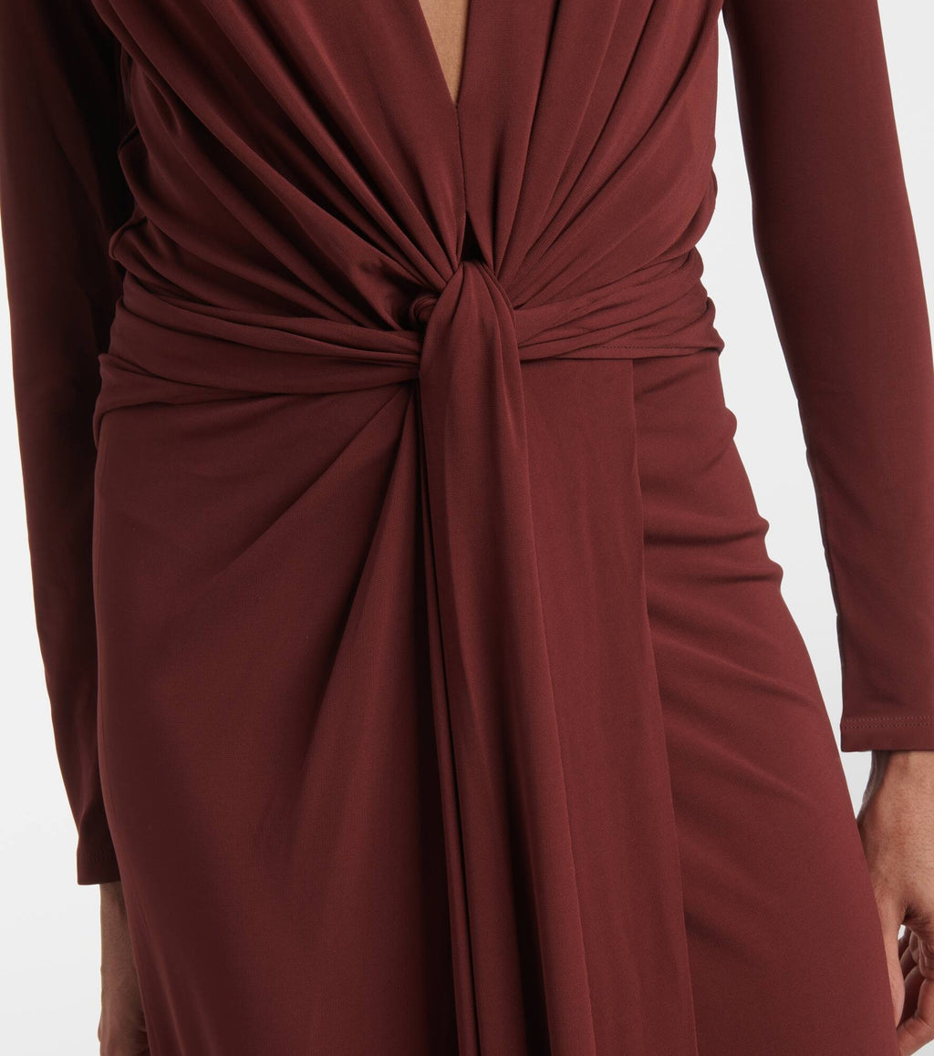 The Finding Yourself dress in rich chocolate brown features a flattering V-neck and long sleeves for versatile wear. Its detachable adjustable waist strap allows you to customize your silhouette for a tailored fit, making it a sophisticated choice for days when you want both comfort and style.