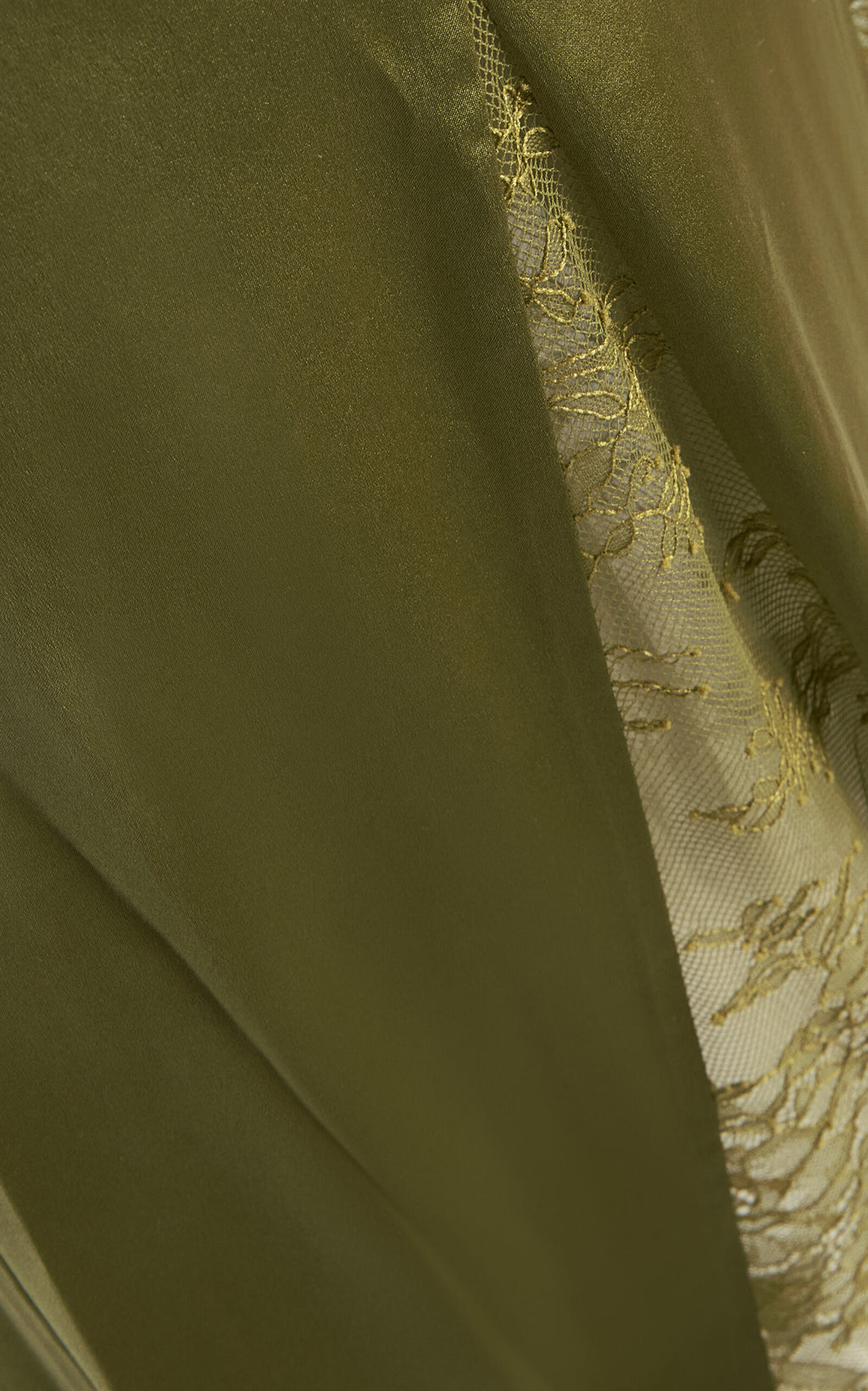 Crafted exclusively for refined elegance, the Trinity Lace-Inset Silk Maxi Slip Dress features stretch-silk satin tailored to enhance your silhouette. Its hem is detailed with tonal lace godets that extend gracefully to the hip, adding subtle texture and movement while maintaining a sleek, flattering fit. This dress combines luxurious fabric and thoughtful design for a sophisticated statement.