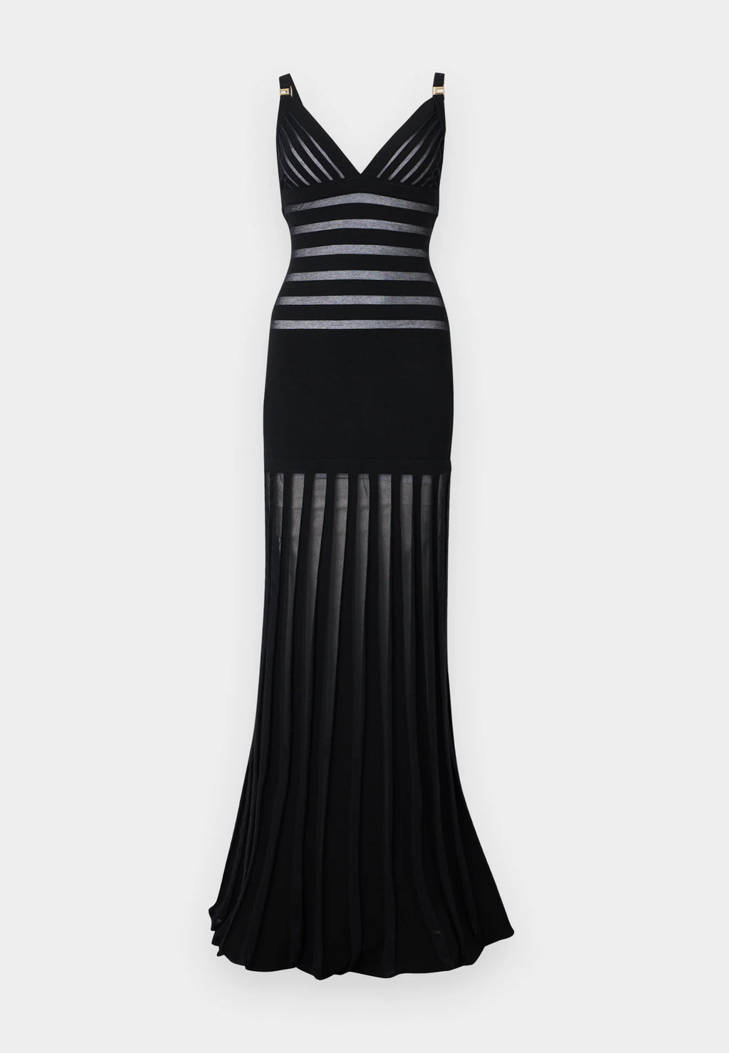 This Elisabetta Franchi maxi dress combines sophisticated knit fabric with elegant transparency details, creating a refined silhouette that balances coverage and allure. Expertly crafted, it offers a flattering fit ideal for formal occasions or evening events where style and comfort are paramount.