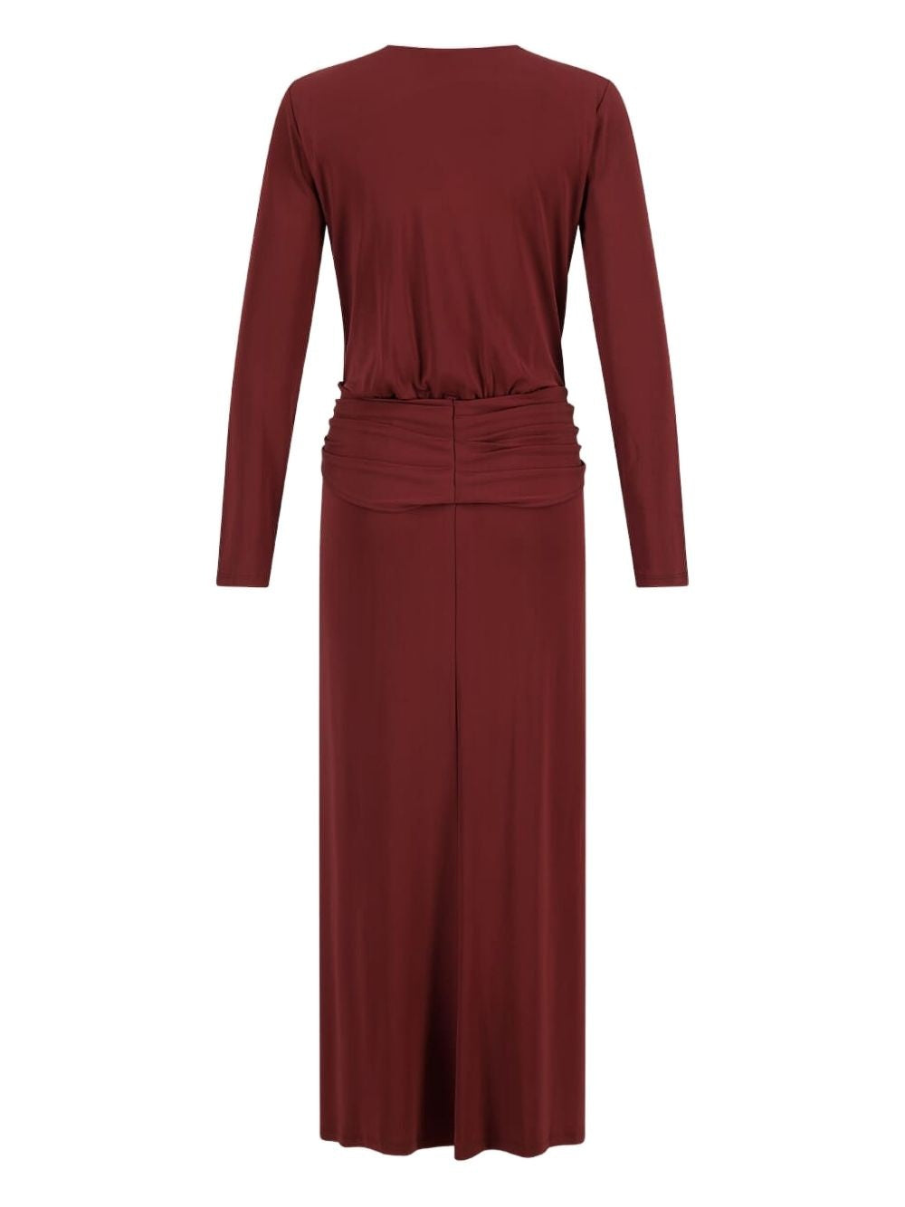 The Finding Yourself dress in rich chocolate brown features a flattering V-neck and long sleeves for versatile wear. Its detachable adjustable waist strap allows you to customize your silhouette for a tailored fit, making it a sophisticated choice for days when you want both comfort and style.