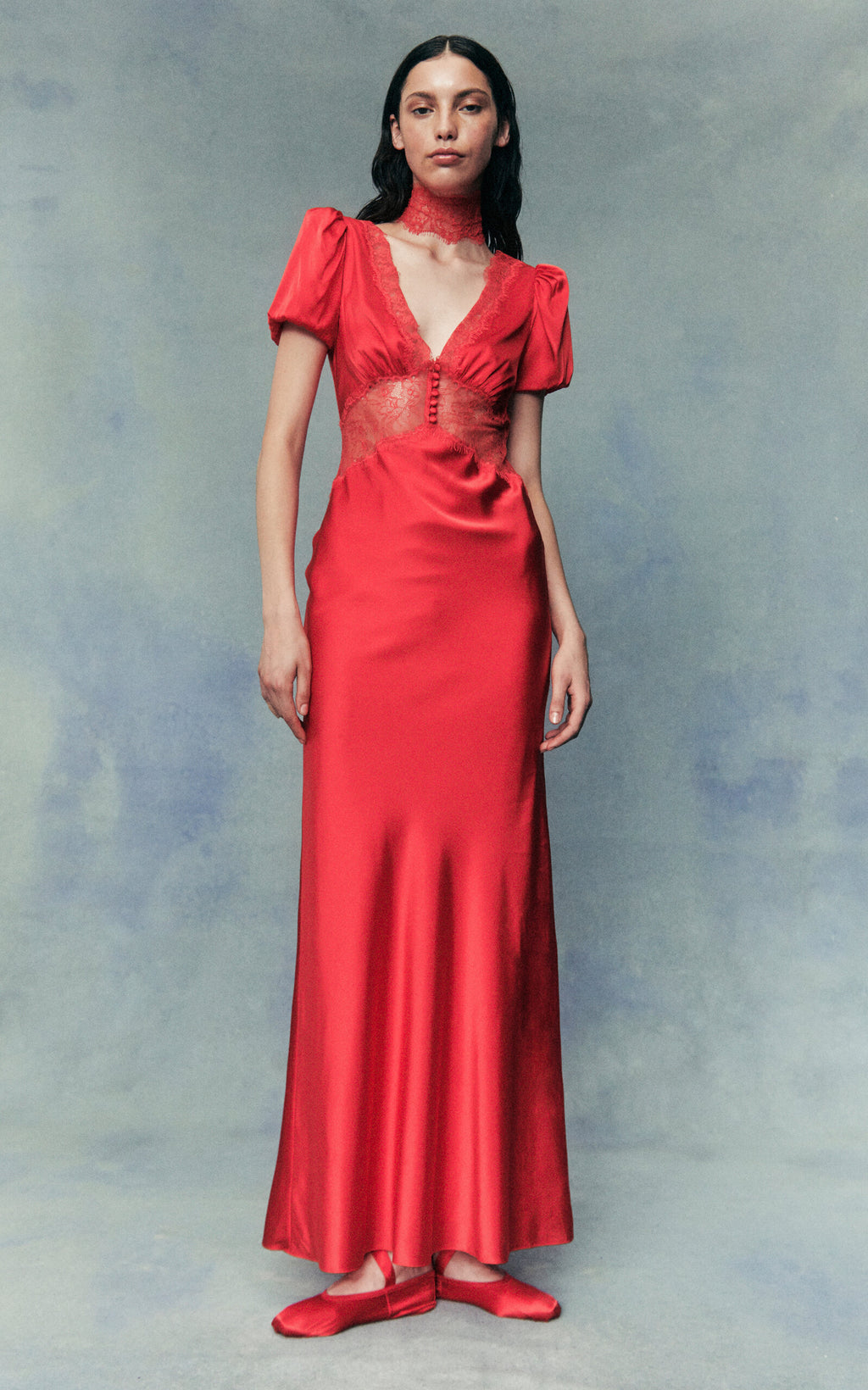 The Pavlova Lace-Trimmed Silk-Blend Maxi Dress from De La Vali channels the spirit of muse Vali Myers through its elegant design. Crafted from a luxurious silk blend, this maxi dress features delicate lace trimming that adds a refined touch. Its flowing silhouette empowers the wearer with effortless confidence, making it a statement piece that combines artistry with wearable sophistication. Perfect for those who embrace bold elegance with a bohemian edge.