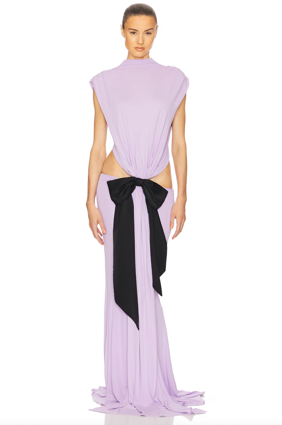 The Constantina Jersey Dress With Bow offers a sophisticated silhouette through its soft jersey fabric and strategic cut-outs at the back and waist, enhancing both style and fit. Its partial lining ensures comfort and ease of wear, while the satin bow detail provides an elegant accent. Designed for special occasions, this dress combines refined aesthetics with practical comfort for a polished, contemporary look.