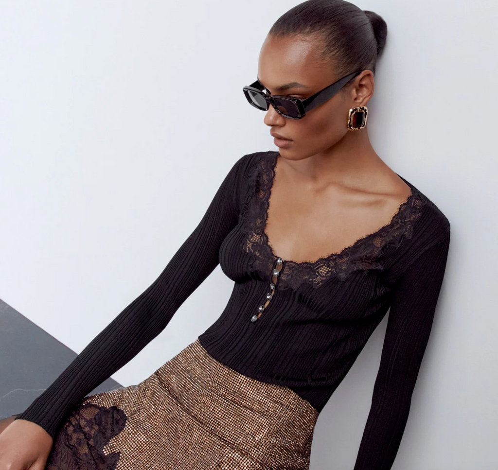 Elevate your evening look with this Brown Crystal Mini Skirt by self-portrait, featuring delicate lace trims that bring a sophisticated boudoir flair. Crafted in a fitted silhouette with minimal stretch, it offers a sleek shape complemented by a convenient back zip closure. The unlined design keeps it light, while the crystal chainmail fabric adds a subtle shimmer. Pair it with a simple tee and flats for effortless date night style, or combine it with the matching top and heels for a striking party ensemble