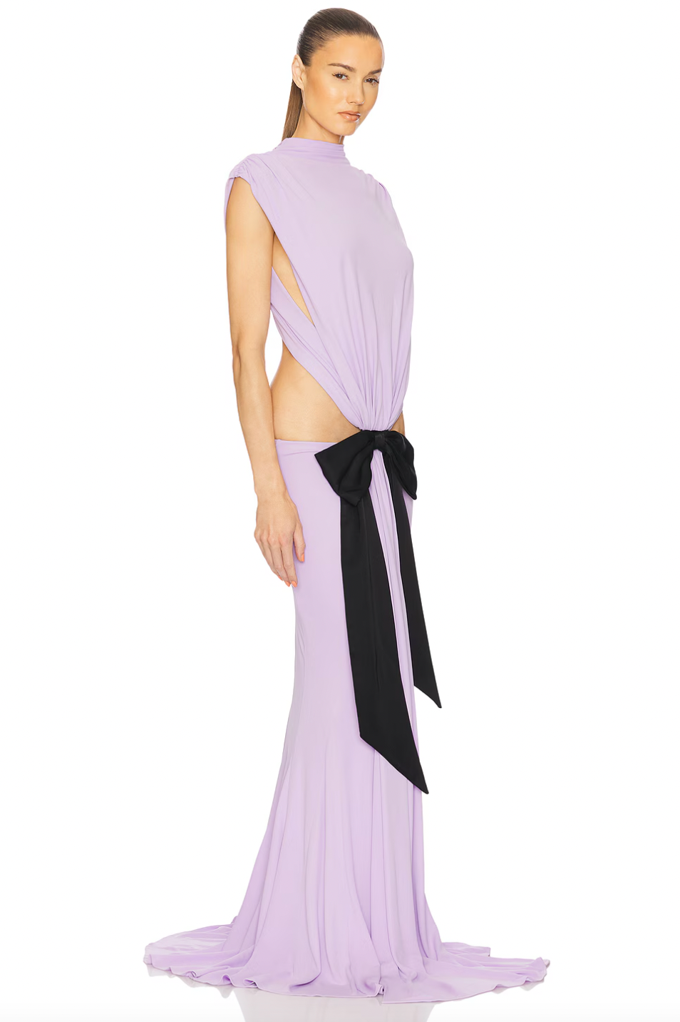 The Constantina Jersey Dress With Bow offers a sophisticated silhouette through its soft jersey fabric and strategic cut-outs at the back and waist, enhancing both style and fit. Its partial lining ensures comfort and ease of wear, while the satin bow detail provides an elegant accent. Designed for special occasions, this dress combines refined aesthetics with practical comfort for a polished, contemporary look.