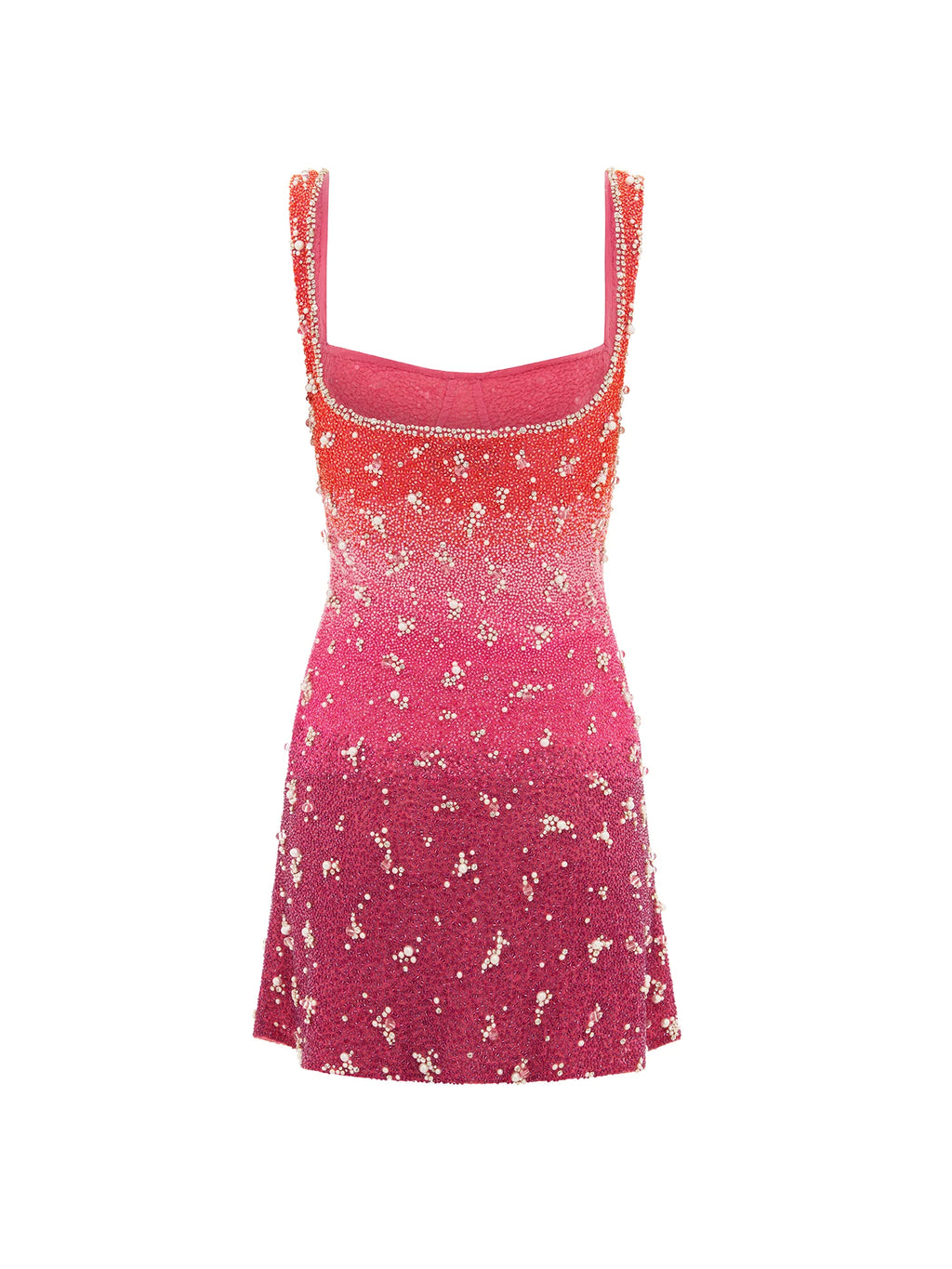 Crafted in the distinctive flared silhouette, the Sunset Gradient Dress by Clio Peppiatt features a sweetheart neckline and exquisite hand-beading by skilled artisans. The dress showcases a captivating sunset gradient enhanced with shimmering clear baubles and crystals, creating a luminous effect that commands attention.