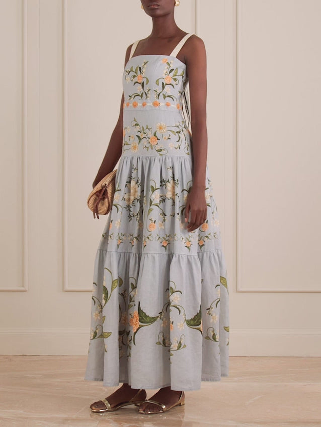Experience understated sophistication with the Lima maxi dress, an essential wardrobe piece for warm-weather elegance. Made from soft, breathable cotton, it features a captivating floral print and a flowing tiered silhouette that drapes gracefully with movement. Ideal for beach escapes, outdoor celebrations, or everyday summer wear, this dress effortlessly balances comfort with refined style.